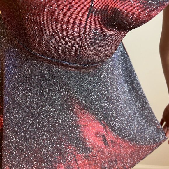 City Studios Juniors' Glitter Fit & Flare Dress Glitter Sparkle Purple Size 1 Sm - Picture 5 of 5